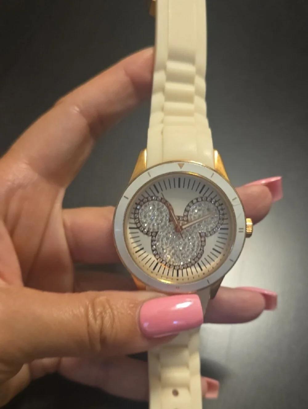 Disney World White and Gold Crystal Mickey  Dial Women's Watch